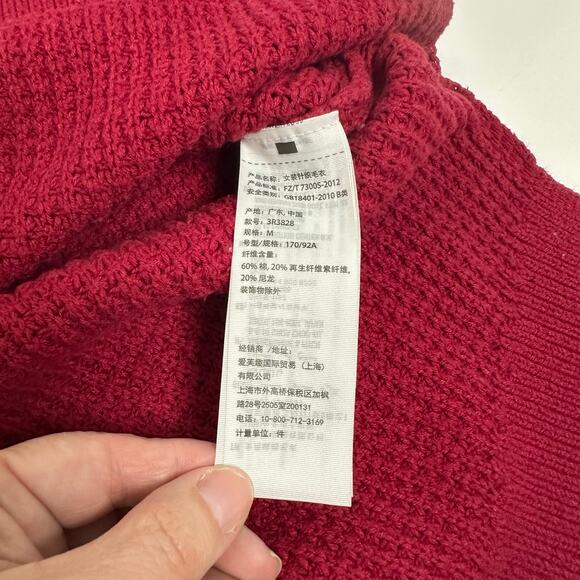 Hollister Waffle Knit Sweater in Berry Red – Size M - Picture 8 of 9